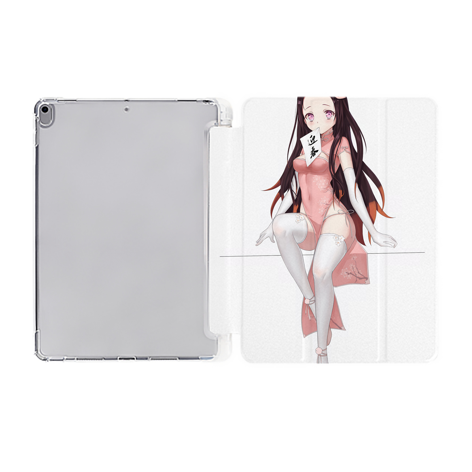 （画像用） 鬼滅の刃（きめつのやいば）竈門 禰󠄀豆子／かまど ねずこ Kamado Nezuko IPad ケース ペン収納付き 三つ折りスタンド PUレザー×シリコン 対応機種9.5/10.5/10.9インチ